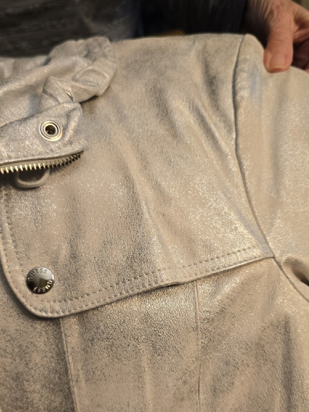 GUESS Metallic Silver Utility Jacket - Picture 2 of 15